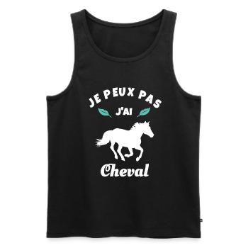 je peux pas j'ai cheval équitation - Débardeur bio Premium Homme - noir - Devant - Michal (187cm)