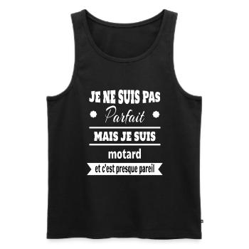 Pas parfait mais motard moto humour - Débardeur bio Premium Homme - noir - Devant - Michal (187cm)