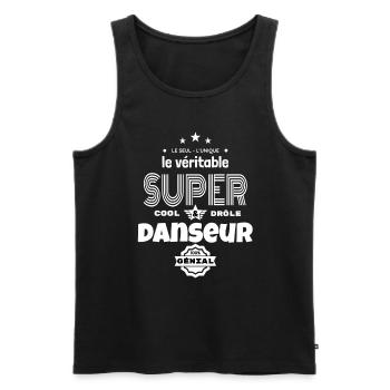 super danseur 100% génial humour - Débardeur bio Premium Homme - noir - Devant - Michal (187cm)