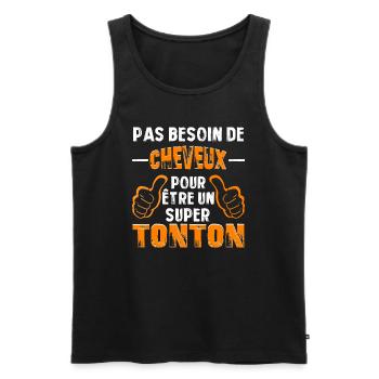 PAS BESOIN DE CHEVEUX POUR ÊTRE UN SUPER TONTON - Débardeur bio Premium Homme - noir - Devant - Michal (187cm)