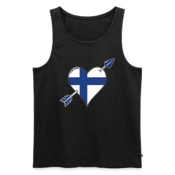 Finlande drapeau coeur amoureux - Débardeur bio Premium Homme - noir - Devant - Michal (187cm)