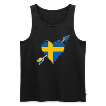 La Suède drapeau coeur amoureux - Débardeur bio Premium Homme - noir - Devant - Michal (187cm)