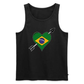 Brésil drapeau coeur amoureux - Débardeur bio Premium Homme - noir - Devant - Michal (187cm)