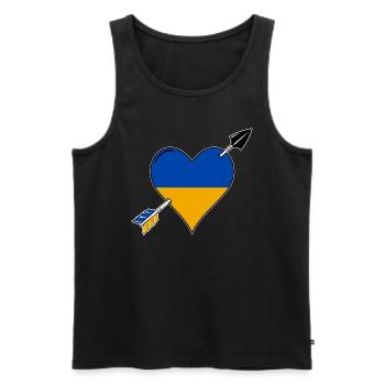 Ukraine drapeau coeur amoureux - Débardeur bio Premium Homme - noir - Devant - Michal (187cm)