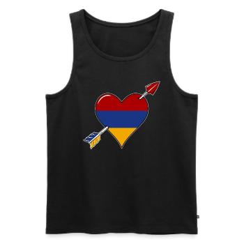 Drapeau de l’Arménie coeur amoureux - Débardeur bio Premium Homme - noir - Devant - Michal (187cm)