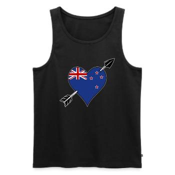 Drapeau néo-zélandais coeur amoureux - Débardeur bio Premium Homme - noir - Devant - AI Model Male 178 light (178cm)