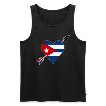 Cuba flag heart in love - Men's Premium Organic Tank Top - black - Front - Michal (187cm)