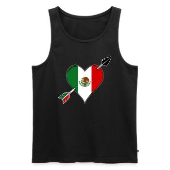 Mexiko Flagge Herz Liebe - Männer Premium Bio Tank Top - Schwarz - Vorne - Michal (187cm)