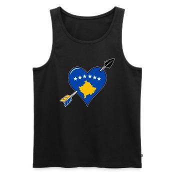 Drapeau du Kosovo Amour du cœur - Débardeur bio Premium Homme - noir - Devant - AI Model Male 178 light (178cm)