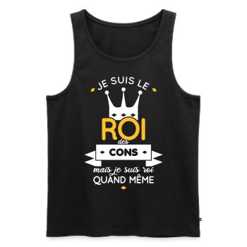 Je suis le roi des cons - Débardeur bio Premium Homme - noir - Devant - AI Model Male 178 light (178cm)