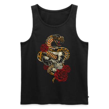 Totenkopf Hardrock Biker - Männer Premium Bio Tank Top - Schwarz - Vorne - Michal (187cm)