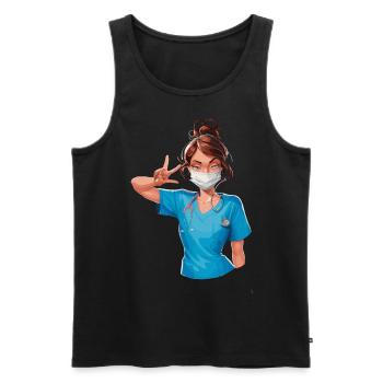 Lustige Krankenschwester mit Humor - Männer Premium Bio Tank Top - Schwarz - Vorne - Michal (187cm)