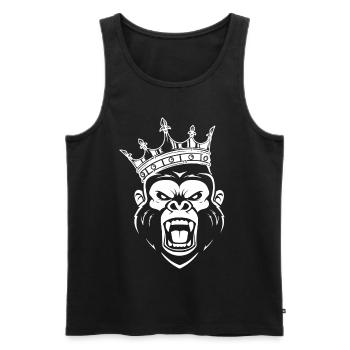 roi gorille singe humour homme animal singe - Débardeur bio Premium Homme - noir - Devant - AI Model Male 178 light (178cm)