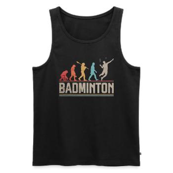 Evolution of Badminton Funny Shuttlecocks Birdie - Men's Premium Organic Tank Top - black - Front - AI Model Male 178 light (178cm)