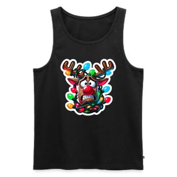 Funny Reindeer Christmas Design - Men's Premium Organic Tank Top - black - Front - AI Model Male 178 light (178cm)