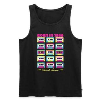 Born in 1986 Classic cassette tape original gift - Men's Premium Organic Tank Top - black - Front - AI Model Male 178 light (178cm)
