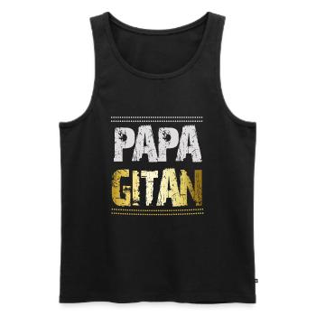 Papa Gitan - Cadeau Fête des Pères - Débardeur bio Premium Homme - noir - Devant - AI Model Male 178 light (178cm)