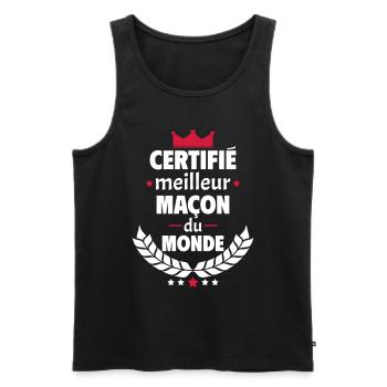Certifié meilleur maçon du monde, cadeau de noël - Débardeur bio Premium Homme - noir - Devant - Michal (187cm)