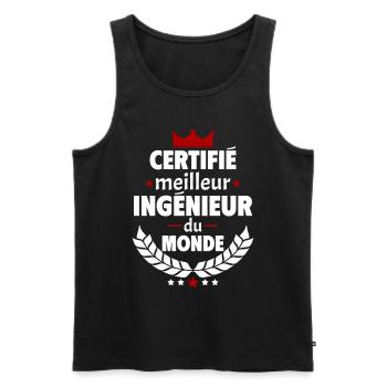 Certifié meilleur ingénieur du monde,cadeau noël - Débardeur bio Premium Homme - noir - Devant - Michal (187cm)