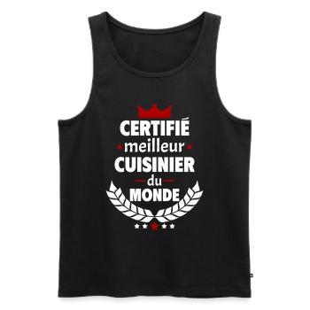 Certifié meilleur cuisinier, fête des pères, noël - Débardeur bio Premium Homme - noir - Devant - Michal (187cm)