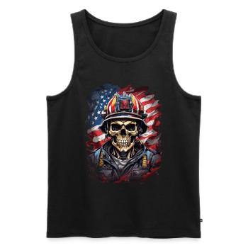 Brigade des pompiers des États-Unis Totenkopf - Débardeur bio Premium Homme - noir - Devant - Michal (187cm)