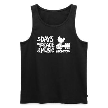 Woodstock Logo Blanc 3 Days Of Peace & Music - Débardeur bio Premium Homme - noir - Devant - AI Model Male 178 light (178cm)