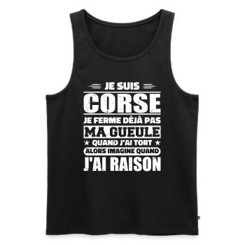 Corse Je Ne Ferme Pas Ma Gueule Cadeau Humour - Débardeur bio Premium Homme - noir - Devant - Michal (187cm)