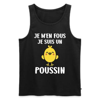 drole Je m'en fous je suis un poussin Homour - Débardeur bio Premium Homme - noir - Devant - AI Model Male 178 light (178cm)