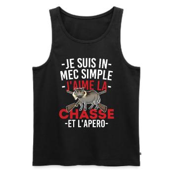 J'aime La Chasse pour Chasseur Passion de la Chass - Débardeur bio Premium Homme - noir - Devant - AI Model Male 178 light (178cm)