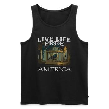 LIVE AMERICA - Men's Premium Organic Tank Top - black - Front - AI Model Male 178 light (178cm)