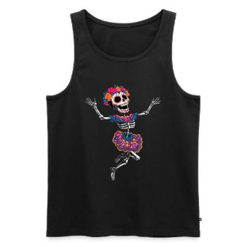 tanzendes happy crazy Skelett la Catrina :) - Männer Premium Bio Tank Top - Schwarz - Vorne - Michal (187cm)