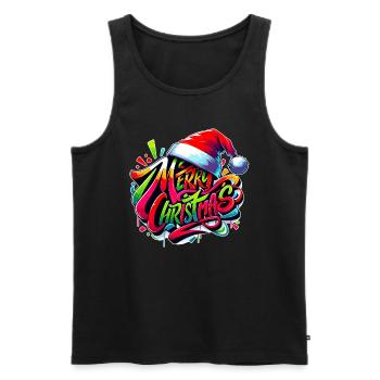 Merry Christmas Graffiti Sil - Männer Premium Bio Tank Top - Schwarz - Vorne - Michal (187cm)