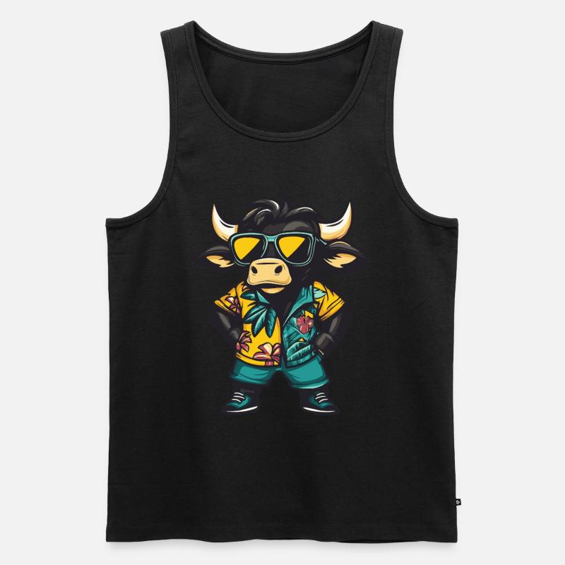Stier Comic Lustig Sommer - Männer Premium Bio Tank Top - Schwarz