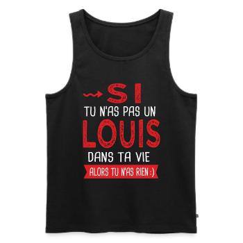 Louis Si tu n as pas un louis dans ta vie cadeau - Débardeur bio Premium Homme - noir - Devant - AI Model Male 178 light (178cm)