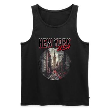 New York City NYC USA Amerika Stadt Skyline Retro - Männer Premium Bio Tank Top - Schwarz - Vorne - AI Model Male 178 light (178cm)