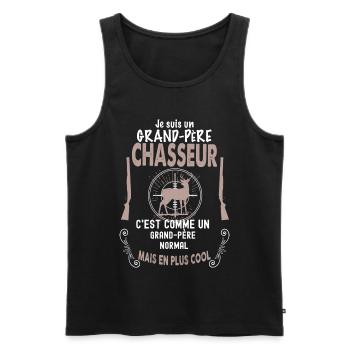 Cadeau chasse humour grand pere - Débardeur bio Premium Homme - noir - Devant - Michal (187cm)