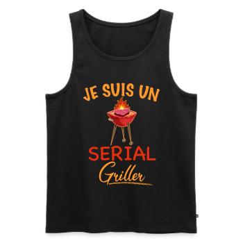 Serial Griller la série barbecue humour vacances - Débardeur bio Premium Homme - noir - Devant - Michal (187cm)