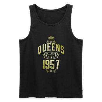 Queens born in 1957 - Männer Premium Bio Tank Top - Schwarz - Vorne - AI Model Male 178 light (178cm)
