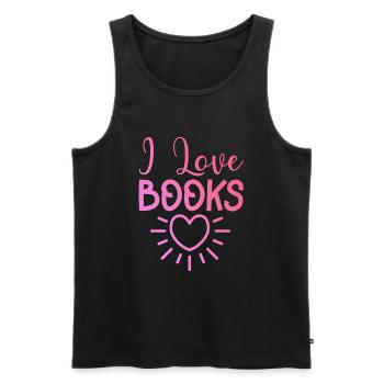 I love books - Men's Premium Organic Tank Top - black - Front - AI Model Male 178 light (178cm)