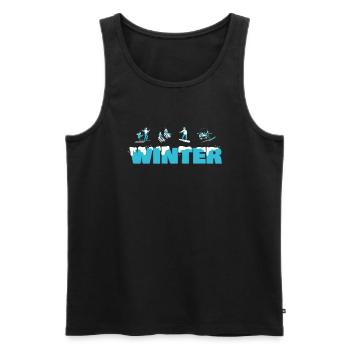 Winter Family Ski Sledges and Snowboarders - Men's Premium Organic Tank Top - black - Front - AI Model Male 178 light (178cm)