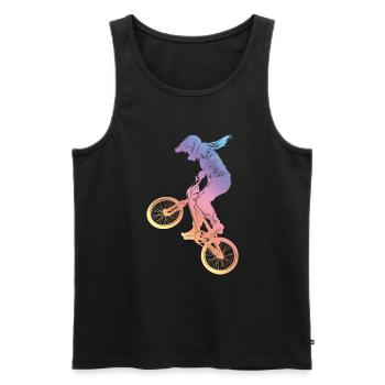 Motocross Frau Silhouette - Männer Premium Bio Tank Top - Schwarz - Vorne - Michal (187cm)