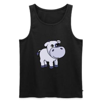 Kuh Comic Tier - Männer Premium Bio Tank Top - Schwarz - Vorne - Michal (187cm)