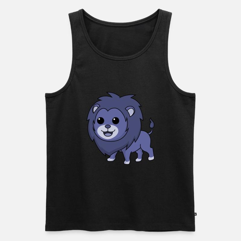Löwe Comic Tier - Männer Premium Bio Tank Top - Schwarz