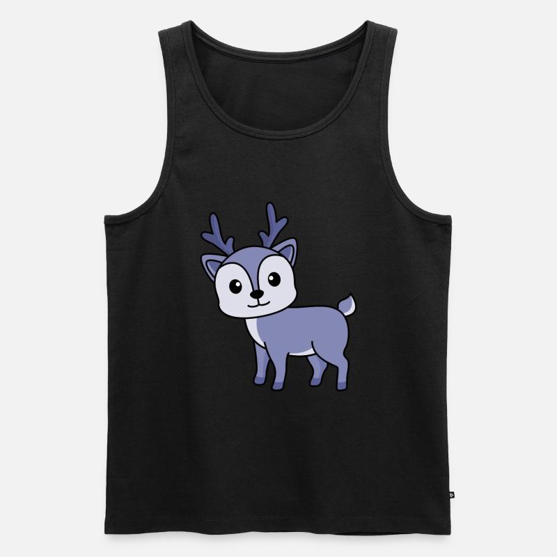 Hirsch Comic Tier - Männer Premium Bio Tank Top - Schwarz