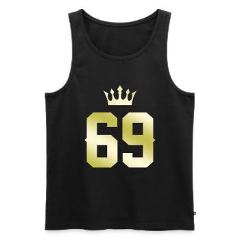 69 Zahl Krone - Männer Premium Bio Tank Top - Schwarz - Vorne - Michal (187cm)