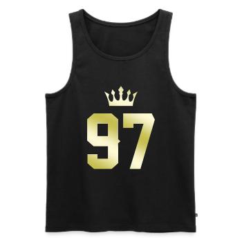 97 Number crown - Men's Premium Organic Tank Top - black - Front - AI Model Male 178 light (178cm)