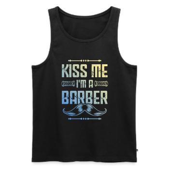 Küsse mich Barber - Männer Premium Bio Tank Top - Schwarz - Vorne - AI Model Male 178 light (178cm)
