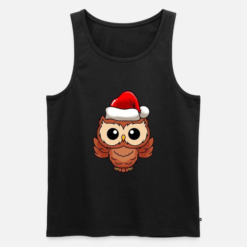 Eule Comic Weihnachten - Männer Premium Bio Tank Top - Schwarz