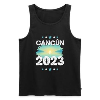 Cancun 2023 - Männer Premium Bio Tank Top - Schwarz - Vorne - AI Model Male 178 light (178cm)