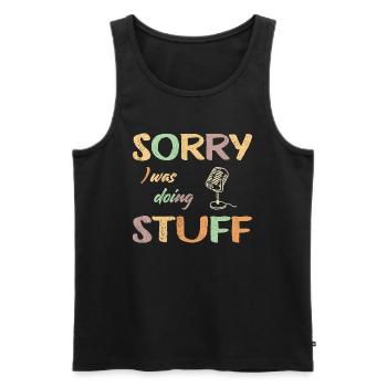 sorry I was doing microphone hell copy - Men's Premium Organic Tank Top - black - Front - AI Model Male 178 light (178cm)
